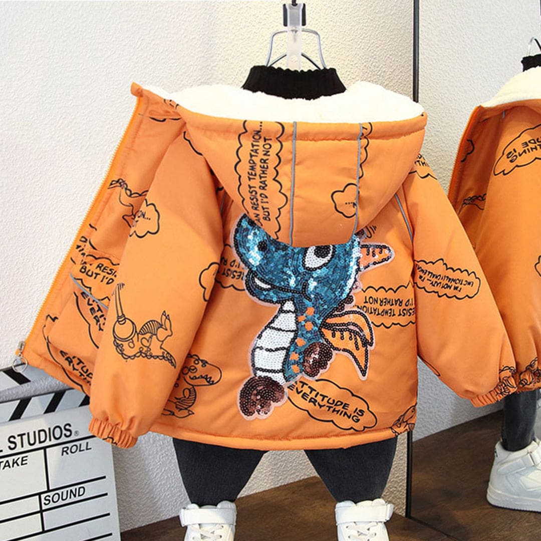 Boys Printed Hooded Fleece Jacket Coats & Jackets   