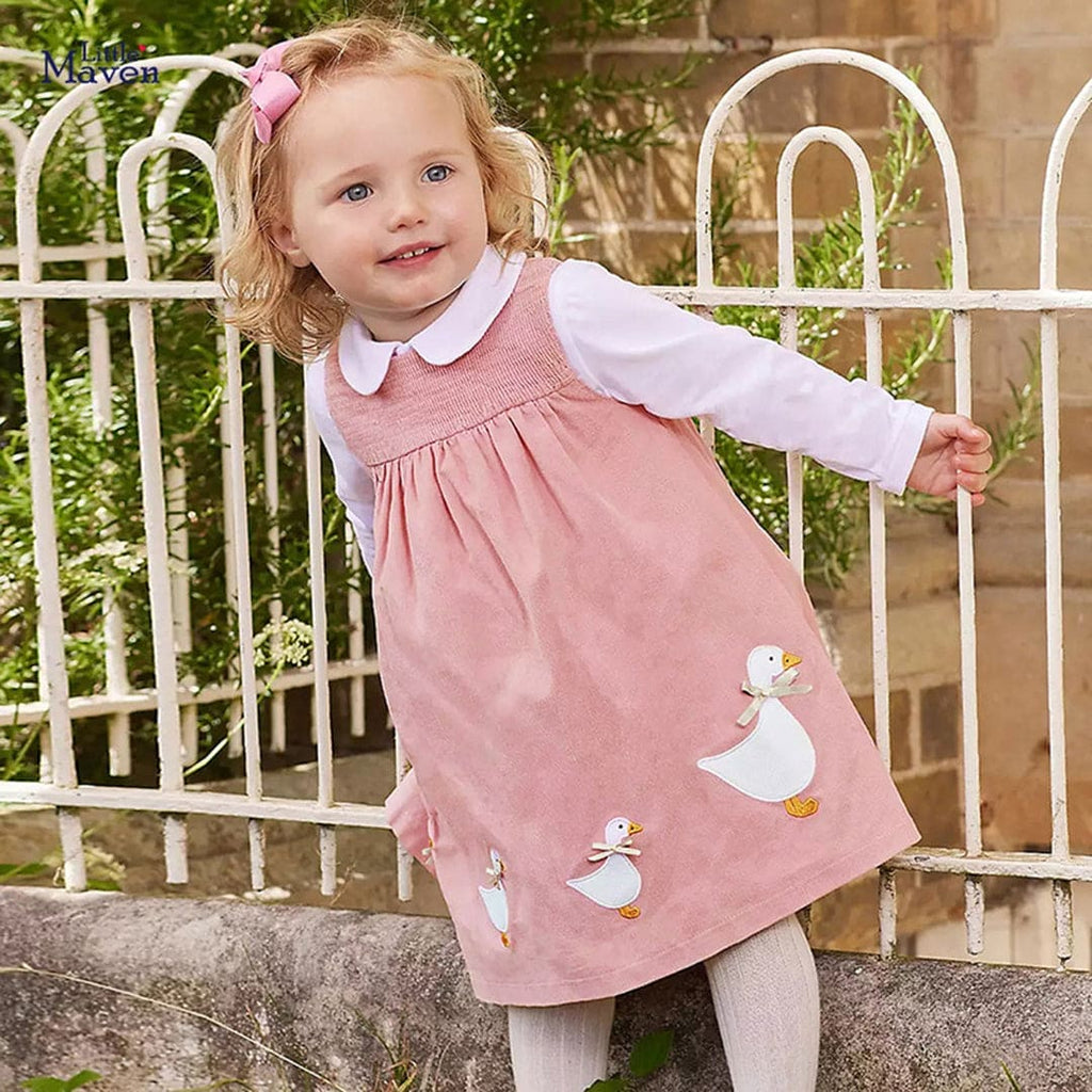 Girls Empire Seam Dress with Embroidery