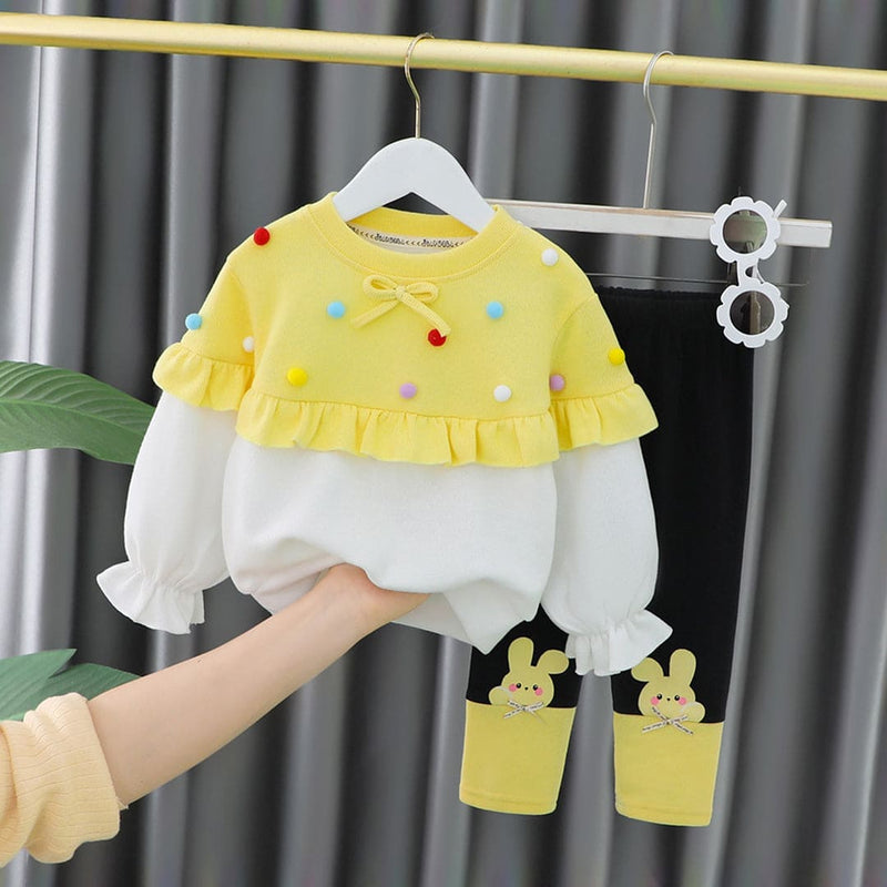 Girls Cape Sweatshirt with Leggings Set Winterwear Sets Yellow 1-2 Y