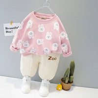Girls Printed Sweatshirt with Joggers Set Winterwear Sets