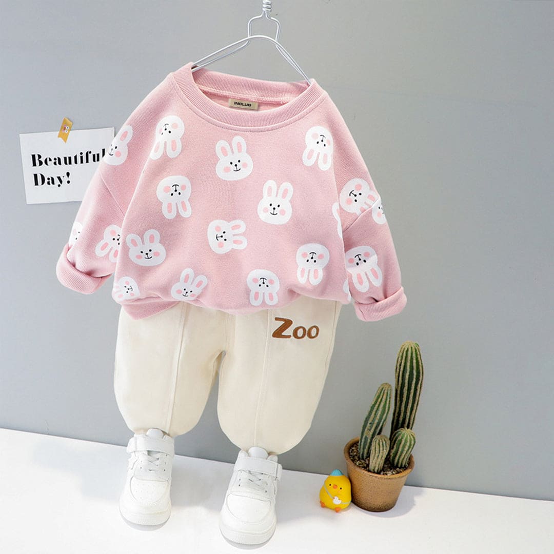 Girls Printed Sweatshirt with Joggers Set Winterwear Sets