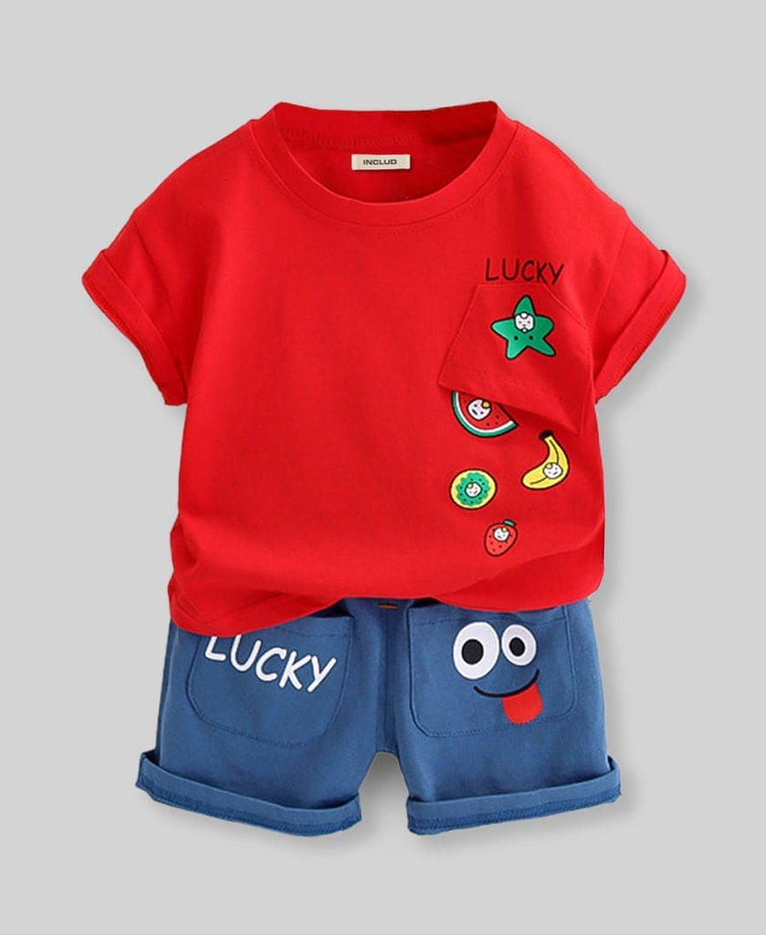 Boys T-shirt with Bermuda Shorts Set Sets Red 1-2 Y 