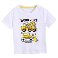 Boys Tshirt with Truck & Crane Print Tshirts White 4-5 Y 