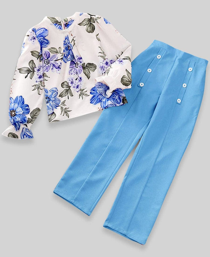 Girls Floral Top with Pant Set