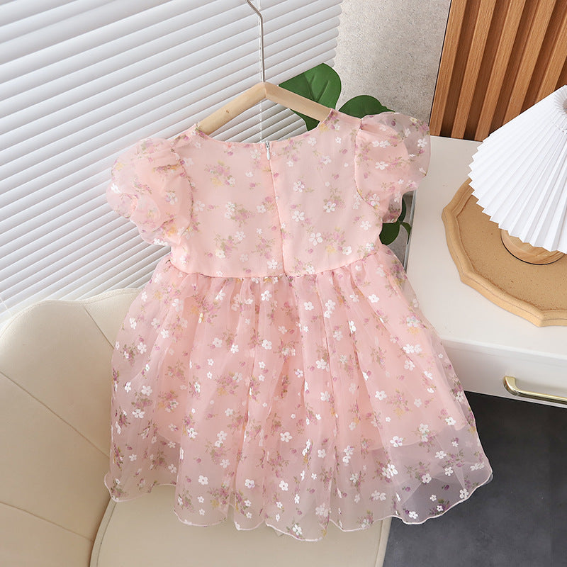 Girls Floral Printed Fit & Flare Dress Casual Dresses   
