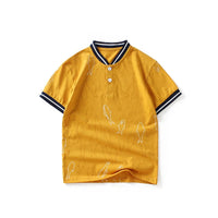 Boys Mandarin Collar Polo Neck Tshirt with Fish Print Tshirts   
