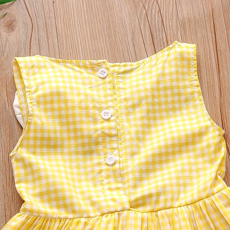 Girls Gingham Check Dress Casual Dresses   