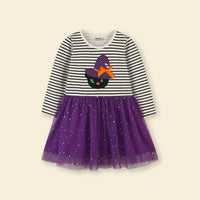 Girls Striped Tulle Overlay Dress Casual Dresses   