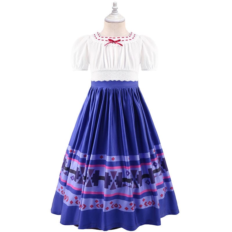 Girls Printed Gathered Gown Casual Dresses Blue 2-3 Y 