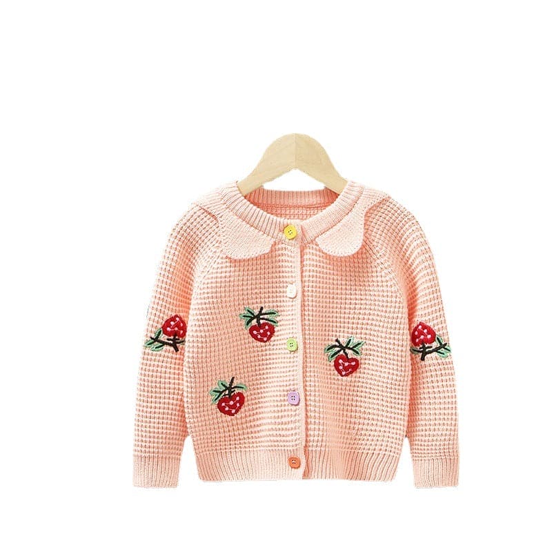 Girls Cardigan with Strawberry Logo Sweaters & Cardigans Pink 1-2 Y 