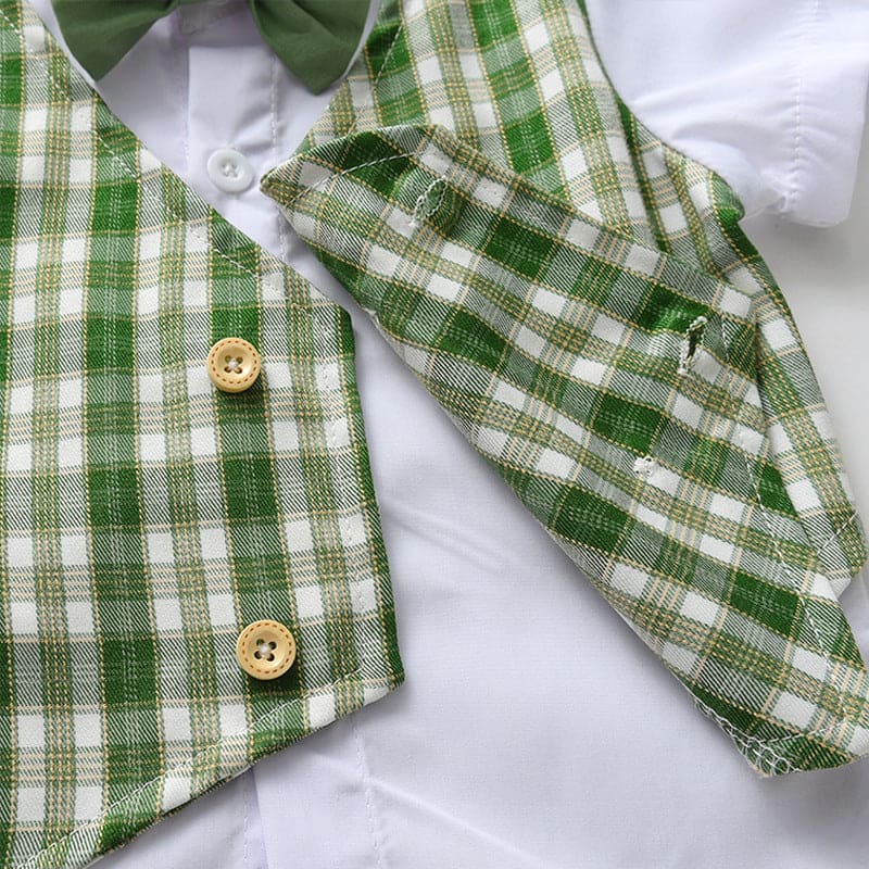 Boys Shirt with Shorts & Checkered Waistcoat Set 3 pc. Sets   