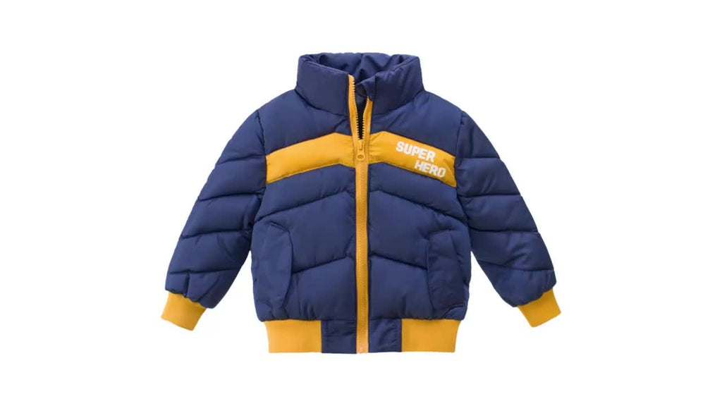 Boys Yellow Stand Collar Solid Solid Long Sleeves Padded Jacket Coats & Jackets   