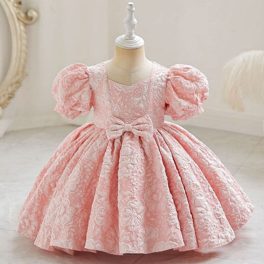Girls Textured Pleated Party Dress