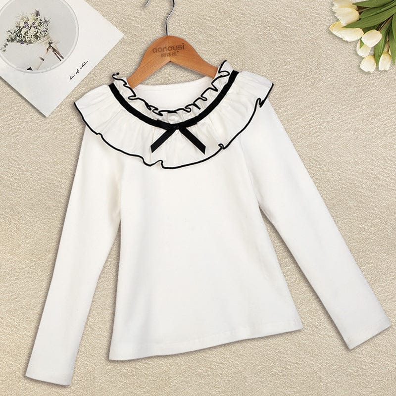 Girls Tshirt Woven Collar Tshirts White 4-5 Y 