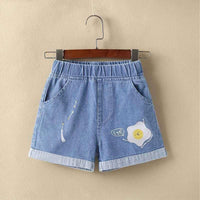 Denim Shorts With Applique Shorts