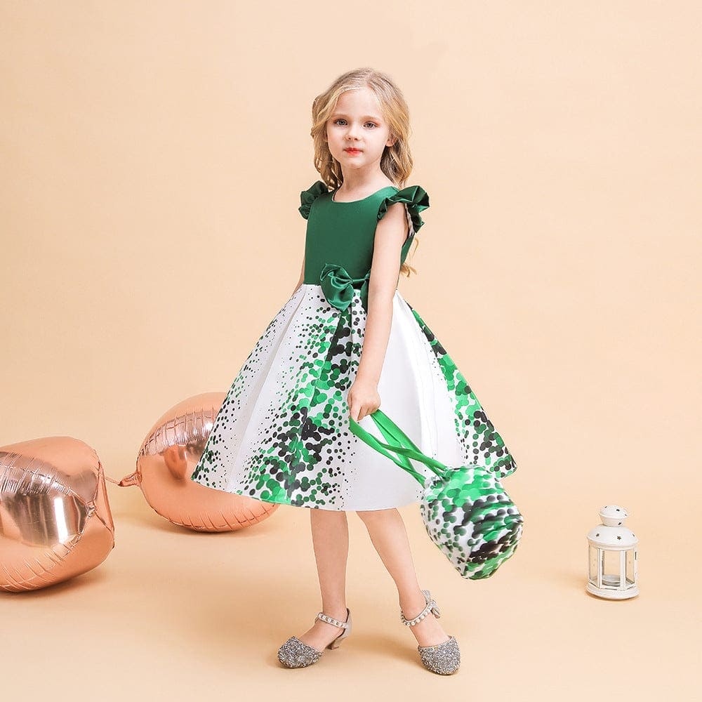 Printed Party Dress Casual Dresses Green 2-3 Y 