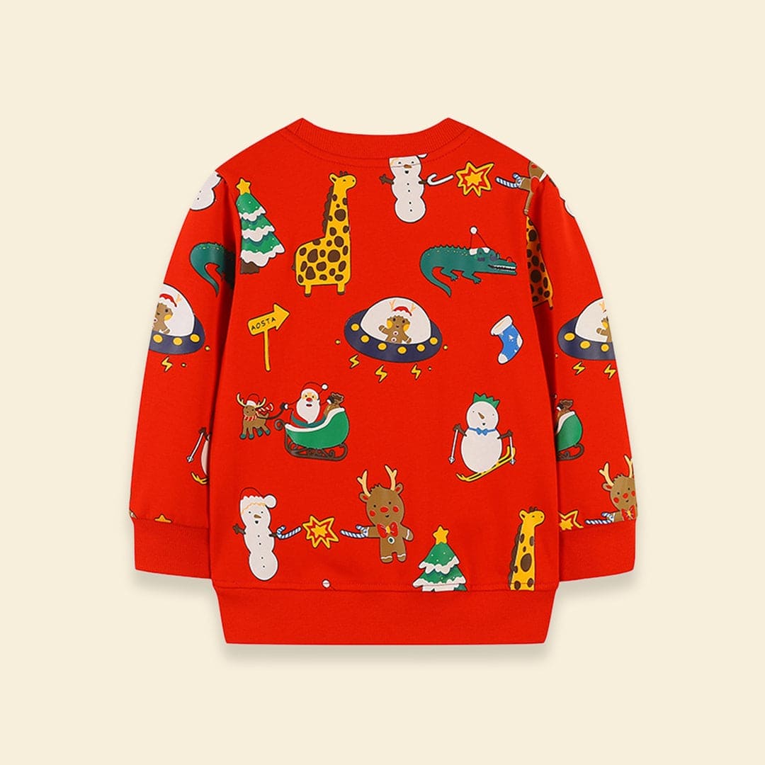 Boys Christmas Print Full Sleeves Sweatshirt Sweatshirts & Hoodies   
