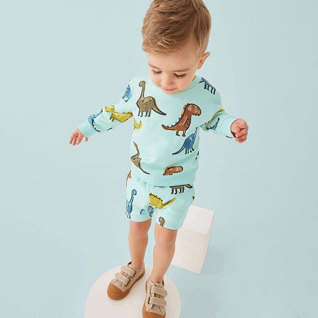 Boys All Over Dinosaur Printed Sweat Shirt & Short Set