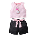 Girls Crop Top with Shorts Set Sets Pink 1-2 Y 