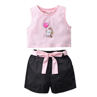 Girls Crop Top with Shorts Set Sets Pink 1-2 Y 