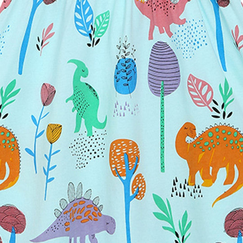 Girls Dinosaur Print Dress Casual Dresses   