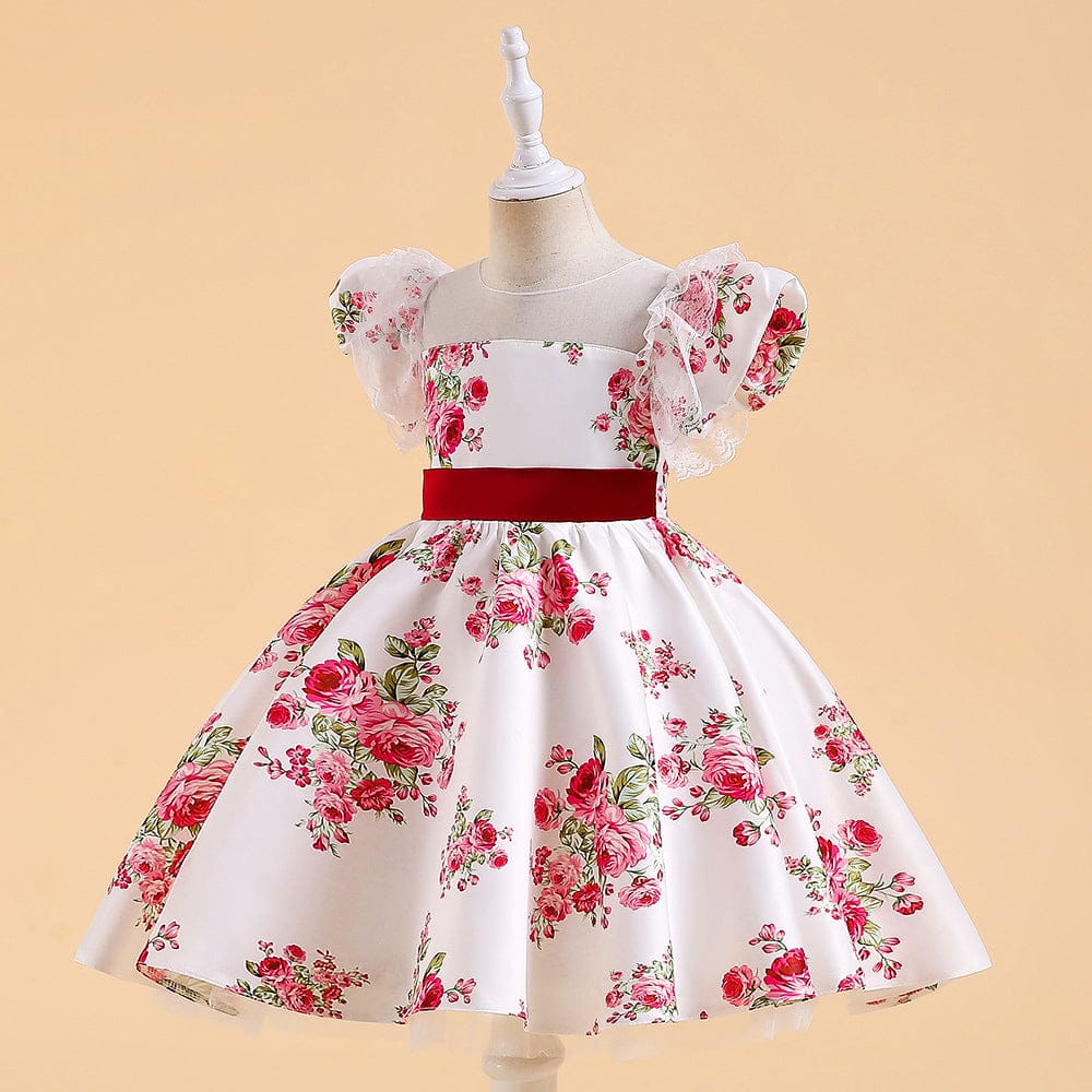 White Printed Frill Dress Casual Dresses   