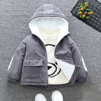 Boys Corduroy Full Sleeves Fleece Jacket Coats & Jackets Grey 1-2 Y 
