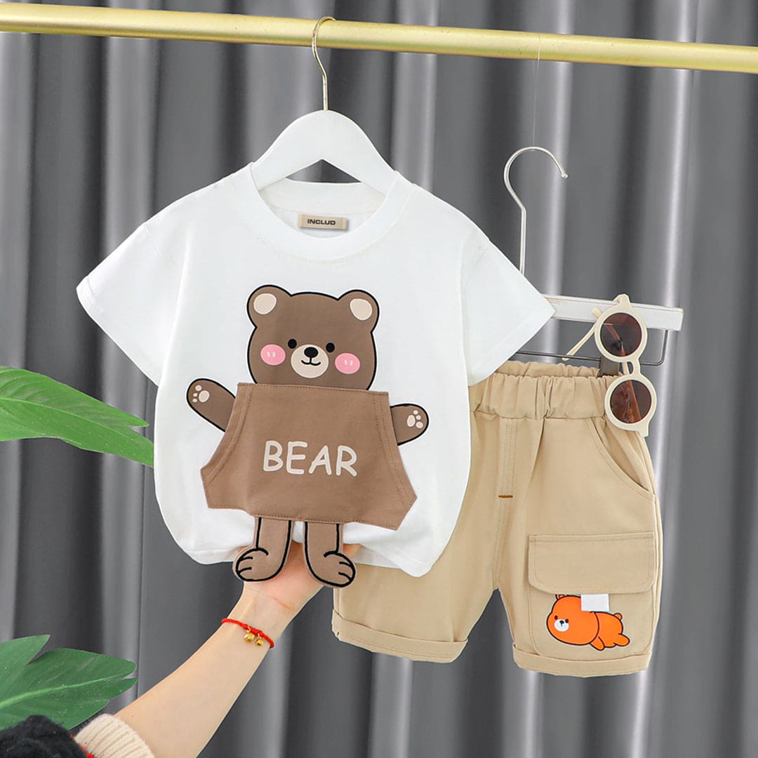 Girls Printed T-shirt with Shorts Set Sets White 1-2 Y 