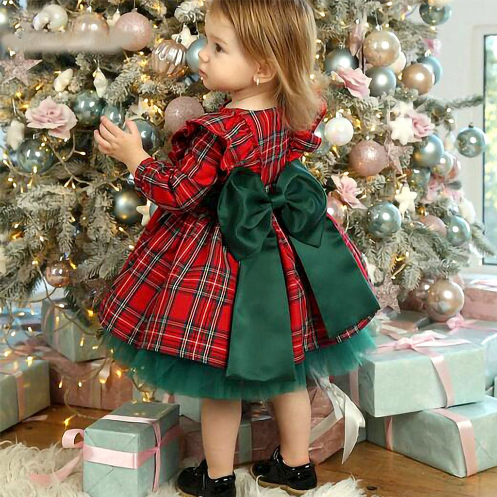 Girls Flannel Full Sleeves Christmas Dress