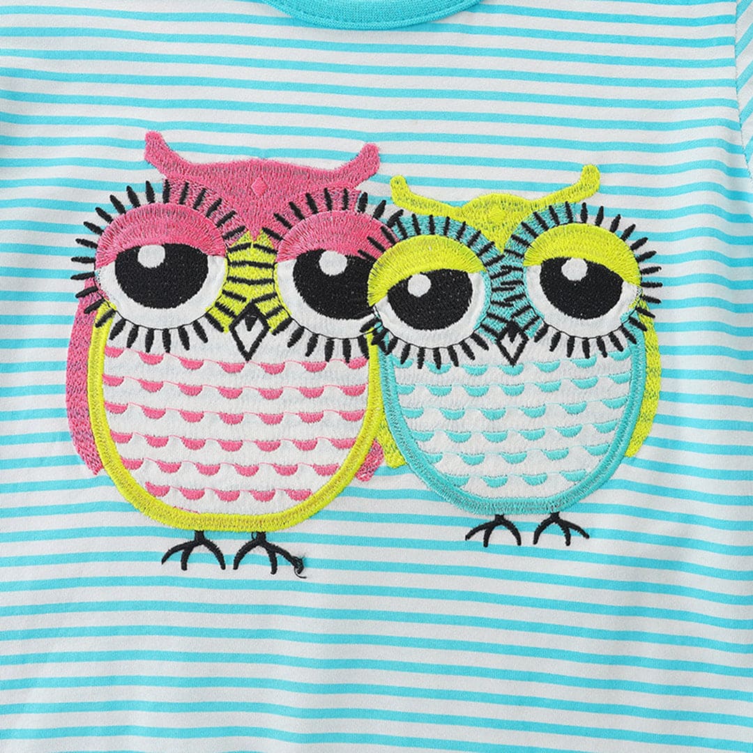 Girls Owl Print T-shirt & Polka Dot Shorts Set Sets   