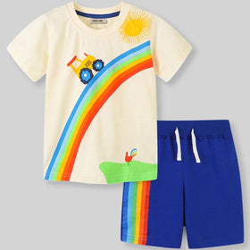 Boys Knitted Two Piece Set with Rainbow Print Sets   