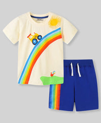 Boys Knitted Two Piece Set with Rainbow Print Sets   