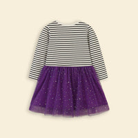 Girls Striped Tulle Overlay Dress Casual Dresses   