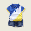 Boys Cut N Sew Polo Neck Tshirt with Shorts Set Sets Style 4 1-2 Y 