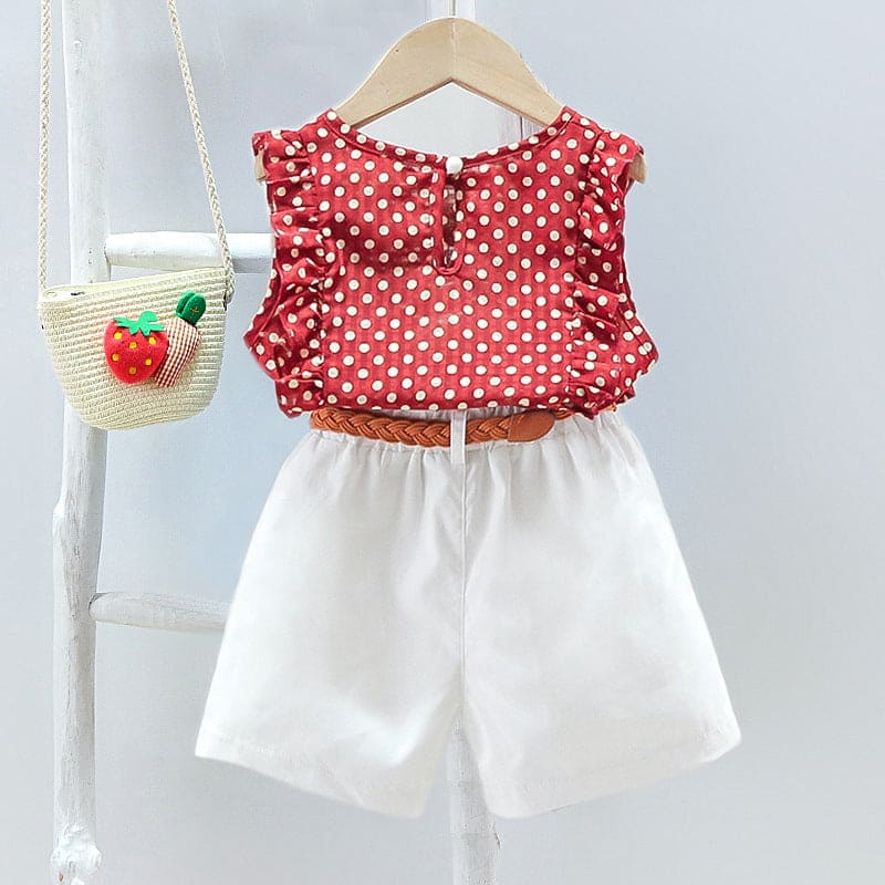 Girls Printed Playsuit with Solid Shorts Sets   
