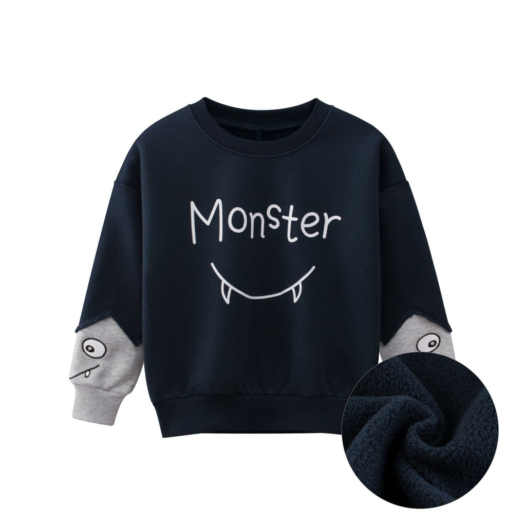 Boys Navy Blue Long Sleeves Solid Sweatshirt