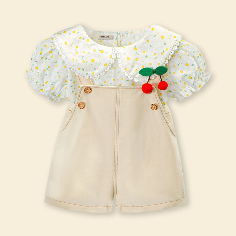 Girls Printed Top with Dungaree Set Sets   