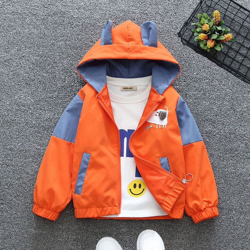Boys Hooded Patch Work Jacket Coats & Jackets Orange 1-2 Y 