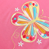 Girls Butterfly Applique T-shirt & Checkered Shorts Set Sets   