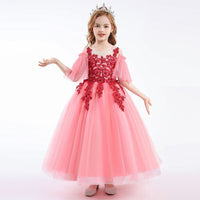 Girls Princess Lace Tulle Gown Casual Dresses