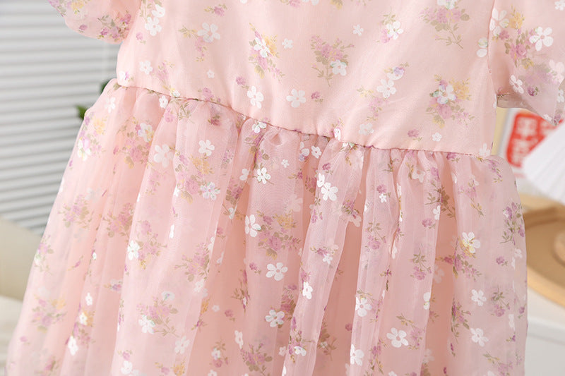 Girls Floral Printed Fit & Flare Dress Casual Dresses   