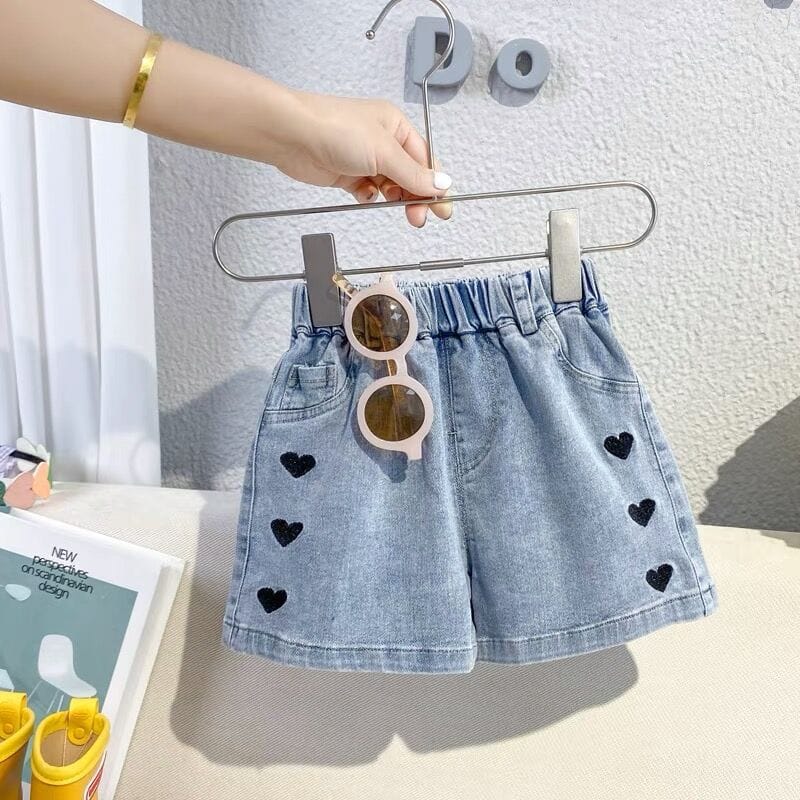 Denim Shorts With Applique Shorts