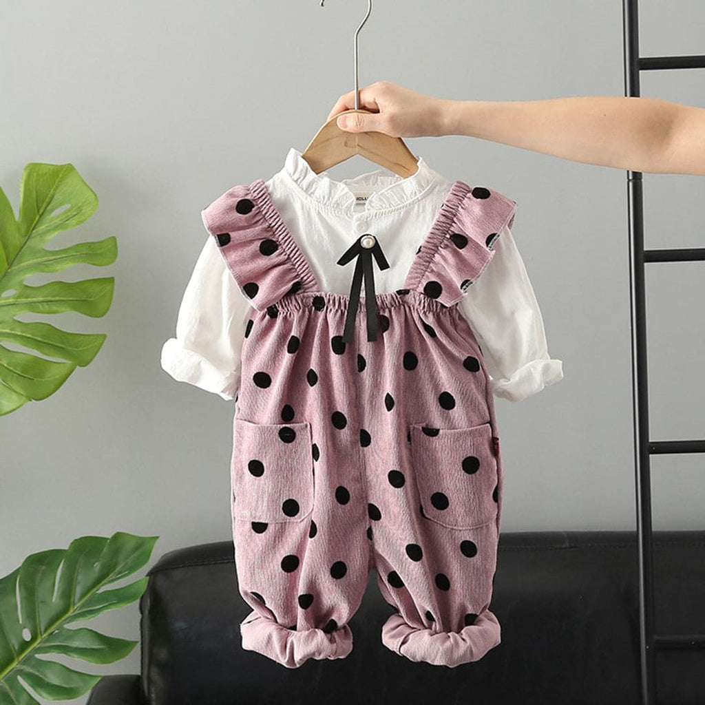 Girls Polka Dot Jumpsuit with Top Set