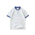 Boys Mandarin Collar Polo Neck Tshirt with Fish Print Tshirts White 6-7 Y 