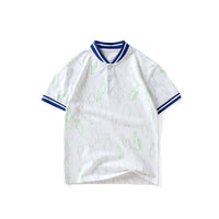 Boys Mandarin Collar Polo Neck Tshirt with Fish Print Tshirts White 6-7 Y 