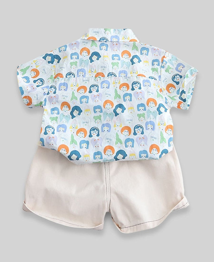 Boys Printed Shirt with Shorts Set