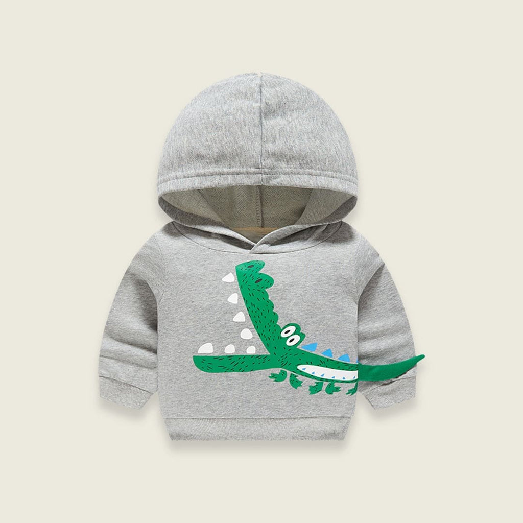 Boys Alligator Print Hooded Sweatshirt