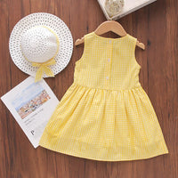 Girls Gingham Check Dress Casual Dresses   