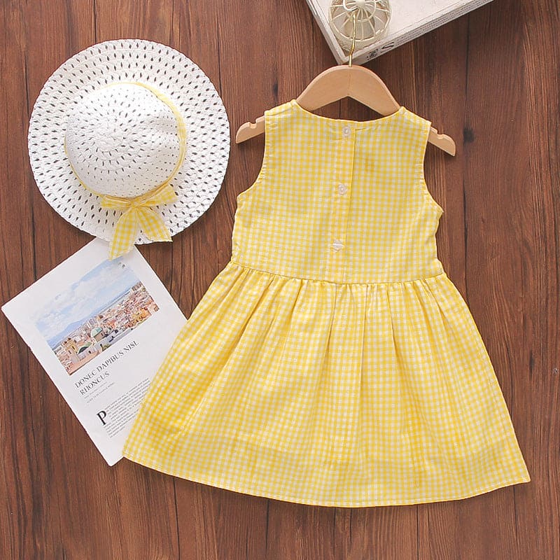 Girls Gingham Check Dress Casual Dresses   