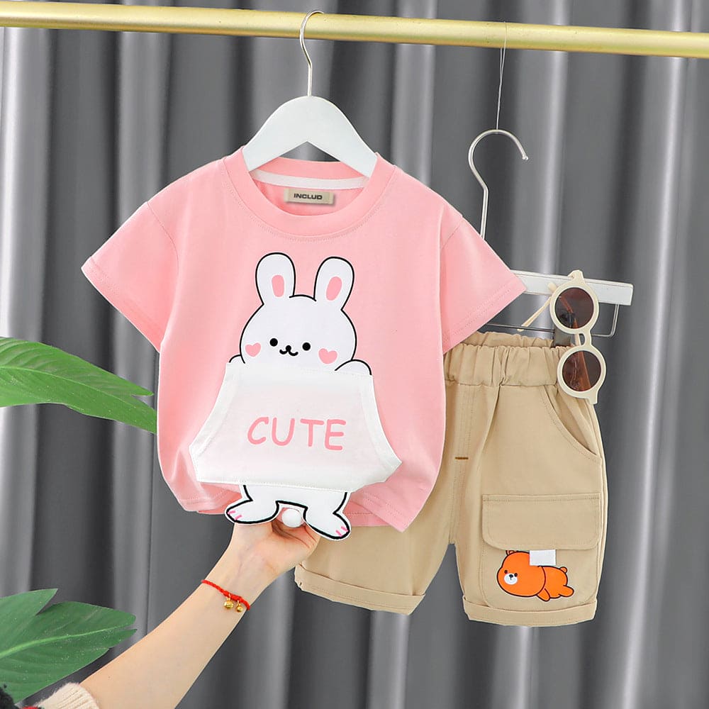 Girls Printed T-shirt with Shorts Set Sets